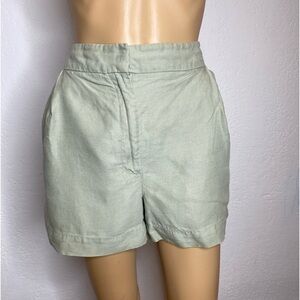 Aritzia Wilfred Fable Linen Shorts Women’s Size 10 Green Elastic Waist High Rise